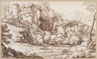K VI 025
<br/>
Bergdorp bij ravijn
<br/>
<em>Onofri, Crescenzio (1634-1714)</em>